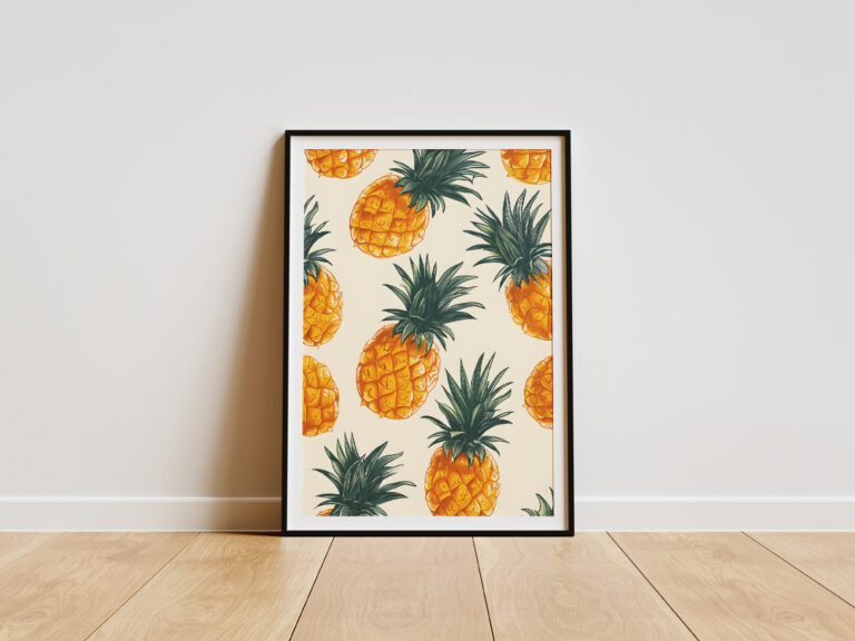 Ananasy - Owoce tropikalne pattern - Plakat ścienny, obraz