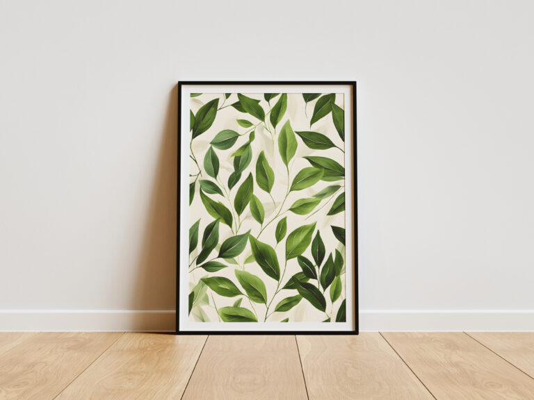 Plakat z wzorem zielonych liści - Ilustracja botaniczna