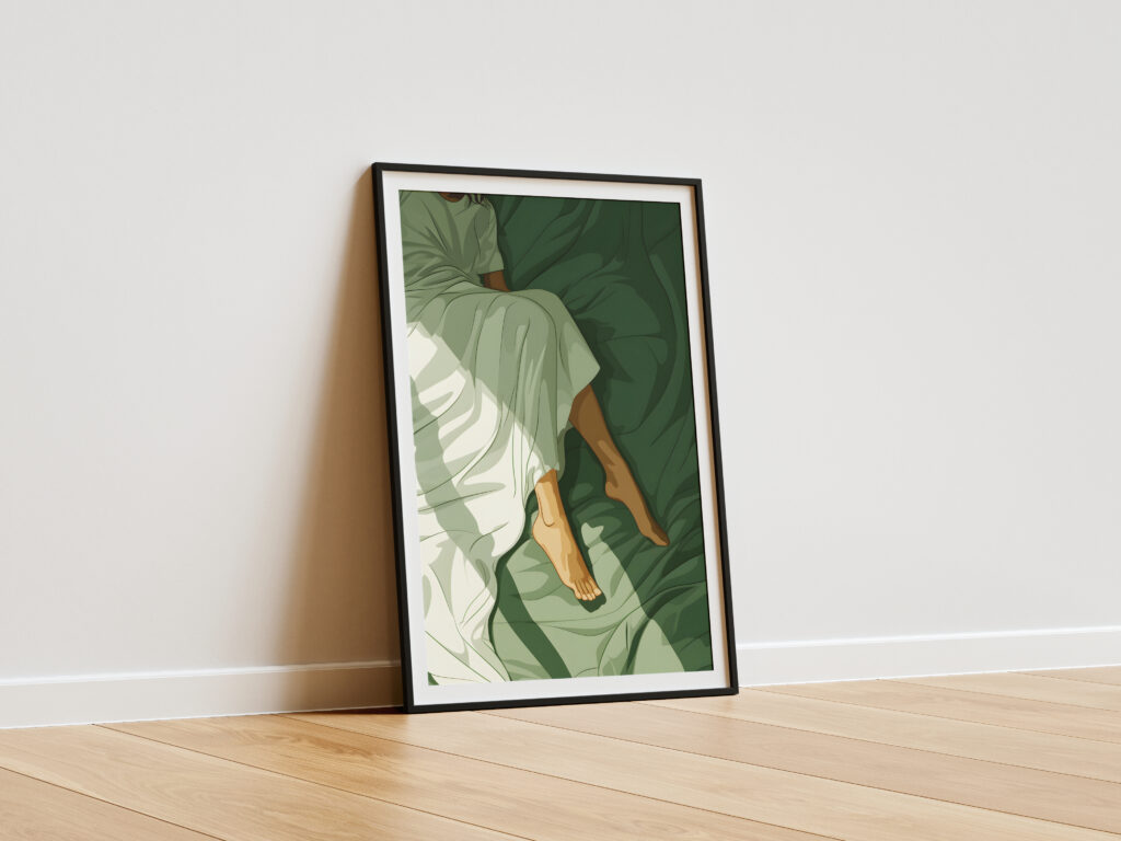 Poranek - Kobiece nogi - kobiece ciało - Plakat ilustracja