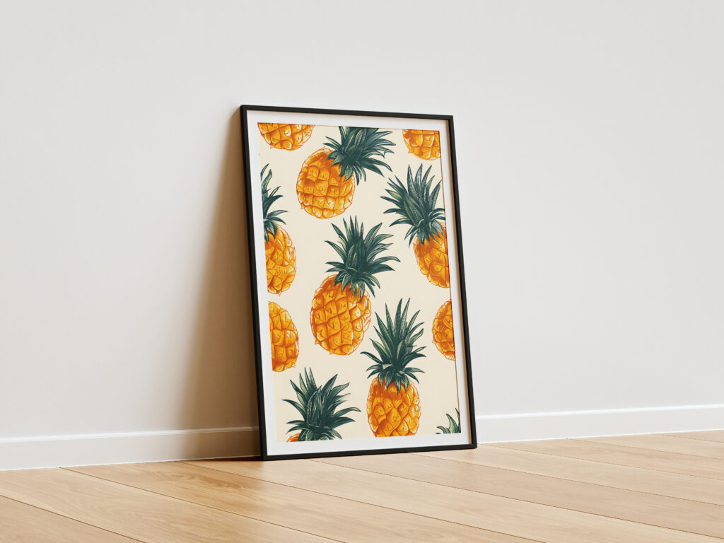 Ananasy - Owoce tropikalne pattern - Plakat ścienny, obraz