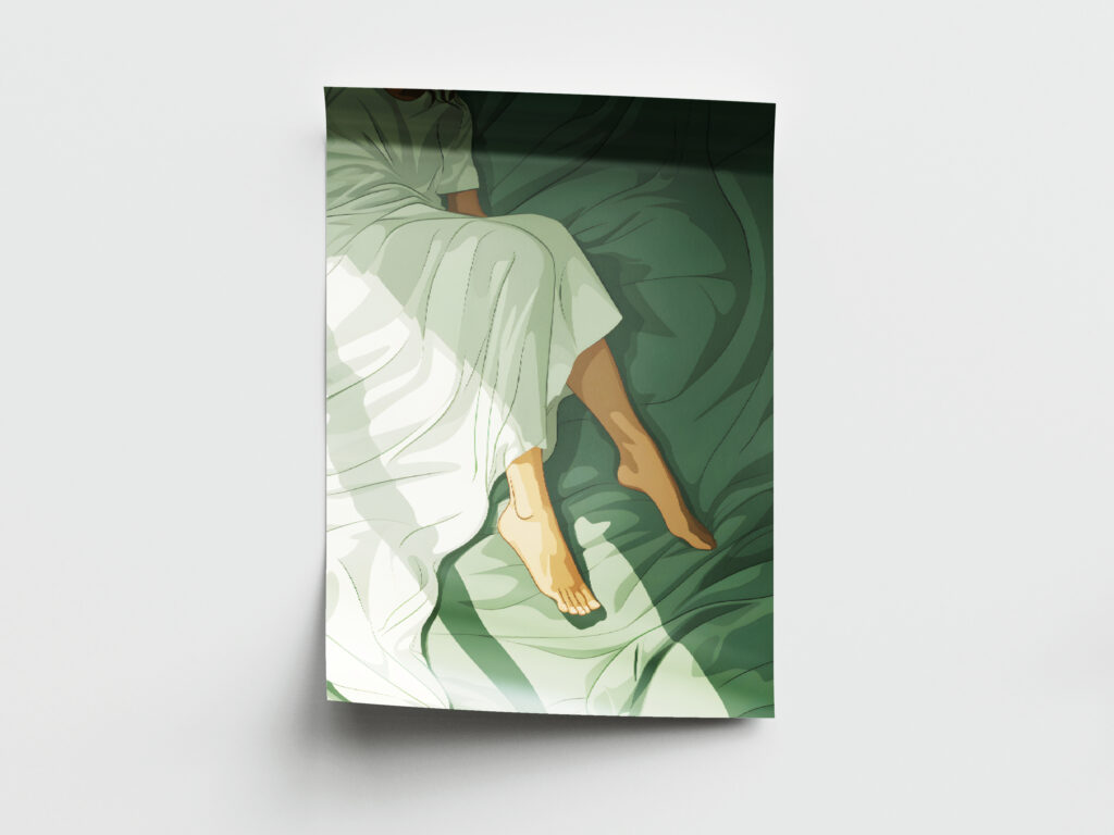Poranek - Kobiece nogi - kobiece ciało - Plakat ilustracja